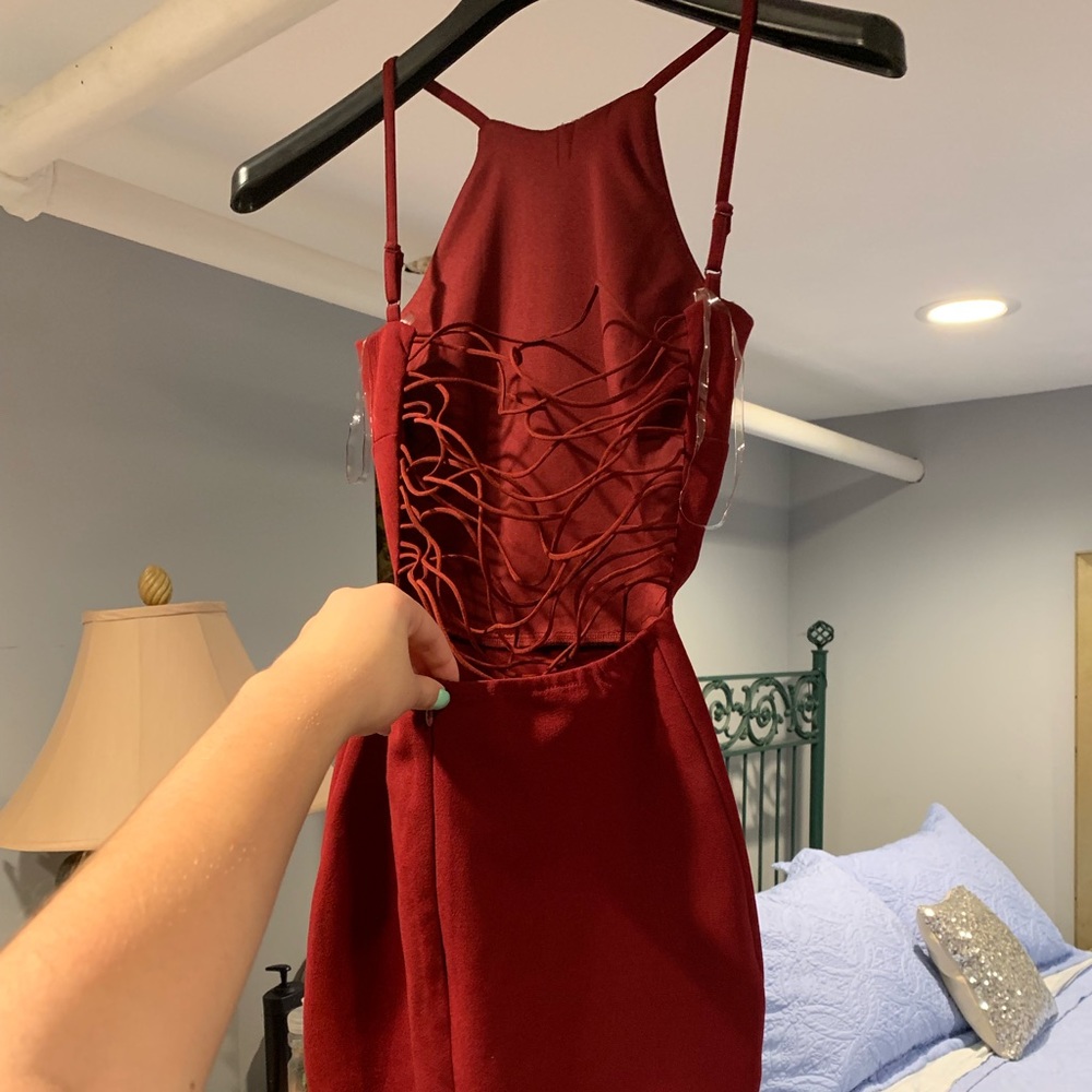 Red/burgundy bodycon dress open back